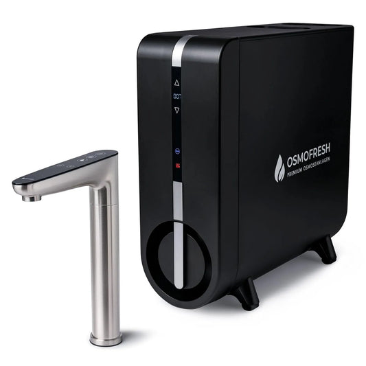 Küchenarmatur, OsmoFresh 5in1, Touch-Bedienung, leise, Osmoseanlage FlowOne+ 1,8l/min, 750 GPD, Heißwasser bis 95°C, extrem leise, 1,8 l