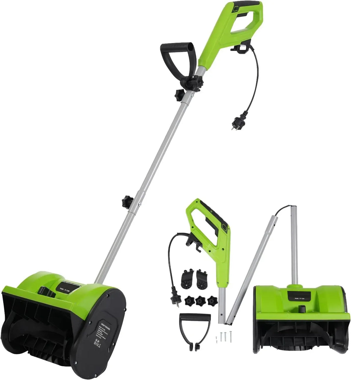 Schneekehrmaschine, Schneefräse, Schneeräumgerät, Bodenkehrmaschine, 1200 W, für die Schneeräumung im Haushalt