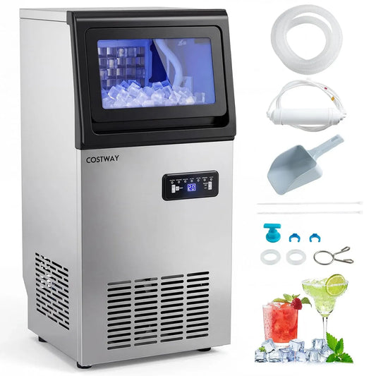 Eiswürfelmaschine, COSTWAY kg/24, gewerblich, Eisbereiter, kommerzielle Eiswürfelmaschine 50 h