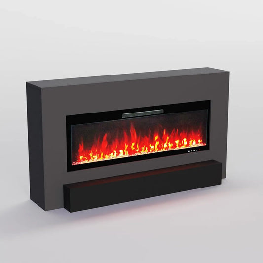 Elektrokamin, Heizung, elektrischer Kamin, 136x75x34 cm, 1800 W, Timer, App, 3D-Optik, Wärmefunktion, Grau
