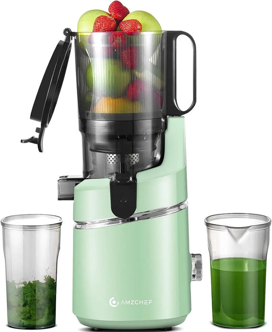 Entsafter, 2 L, 250 W, AMZCHEF, Grün, Saftpresse, Saft- und Zitruspresse, Automatischer All-in-One Entsafter