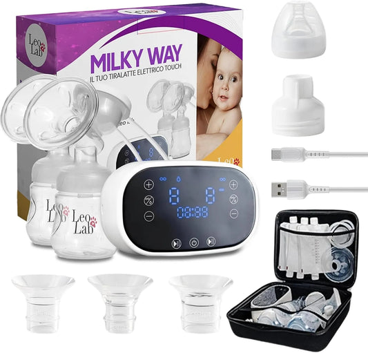 Milchpumpe, 2 Flaschen, elektrische Stillpumpe, leise, leise und lange Akkulaufzeit, 10 Milchbeutel, 9 Stufen