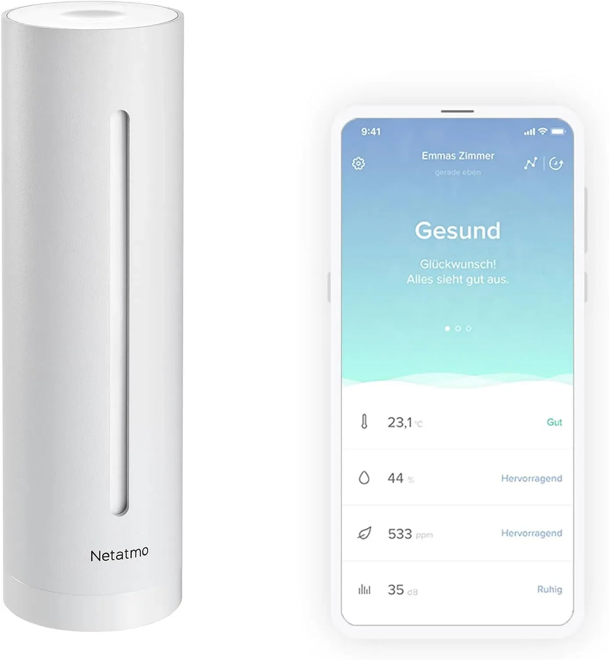 CO2-Sensor Raumluftsensor, 2 Temperaturzonen, Weiß, für Innenräume