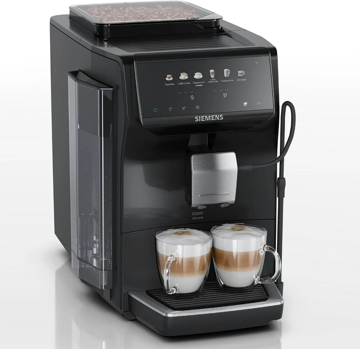 Siemens EQ500 TP551E07 Kaffeevollautomat, Touch-Bedienung, Schwarz, Farb- & Touchdisplay, entnehmbare Brüheinheit, Keramikmahlwerk, 6 Getränke