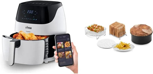 Heißluftfritteuse, 8 Programme, Ufesa AF5100, Touch-Bedienung, WLAN, Weiß, digitale Touch-Steuerung, 3,5 l
