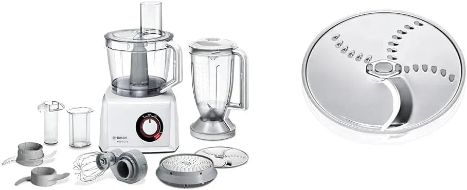 Bosch MC812W501 MUZ45KP1 Küchenmaschine, Küchenroboter, Kompakt-Küchenmaschine MultiTalent 8 MC812W501 & ffer-Rösti-Scheibe MUZ45KP1
