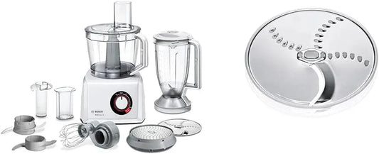 Bosch MC812W501 MUZ45KP1 Küchenmaschine, Küchenroboter, Kompakt-Küchenmaschine MultiTalent 8 MC812W501 & ffer-Rösti-Scheibe MUZ45KP1