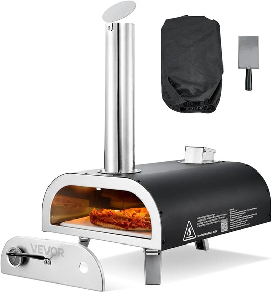 VEVOR Elektrischer Pizzaofen, 12 Zoll, tragbar, Outdoor, Camping, Silber, tragbarer Pizzamaker für Garten Camping, 540 °C